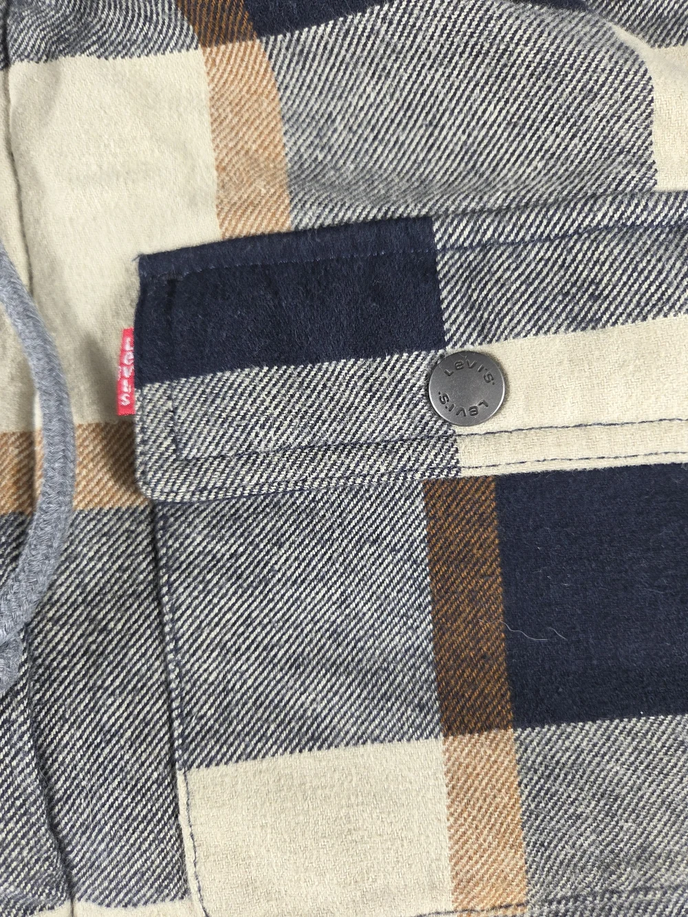 Levi's XL Sherpa Lined Hooded Plaid Shacket Jacket - Picture 2 of 10